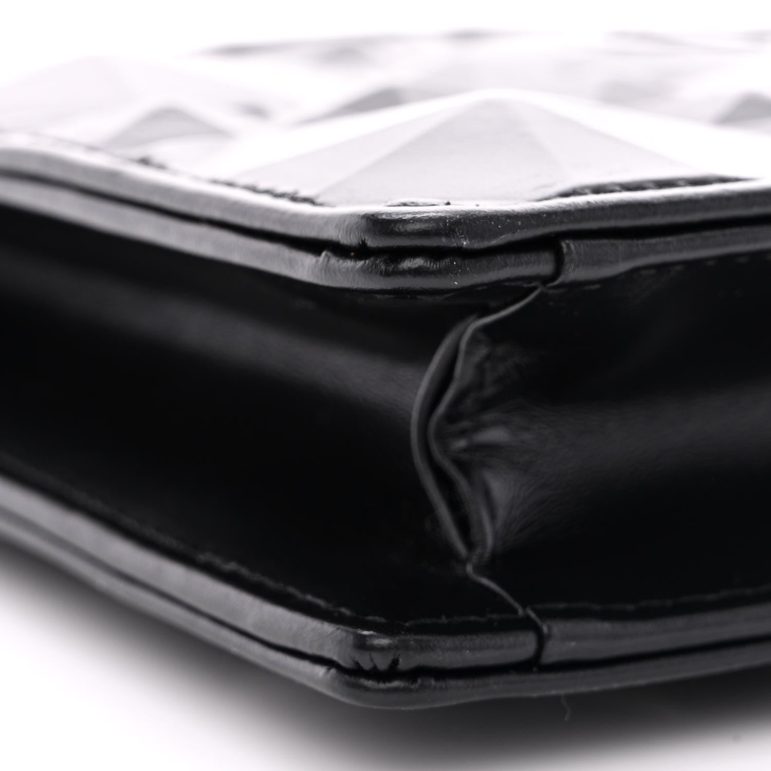 Christian Dior Calfskin Macrocannage Diamond Caro Zipped Pouch With Chain Black 12 of 13