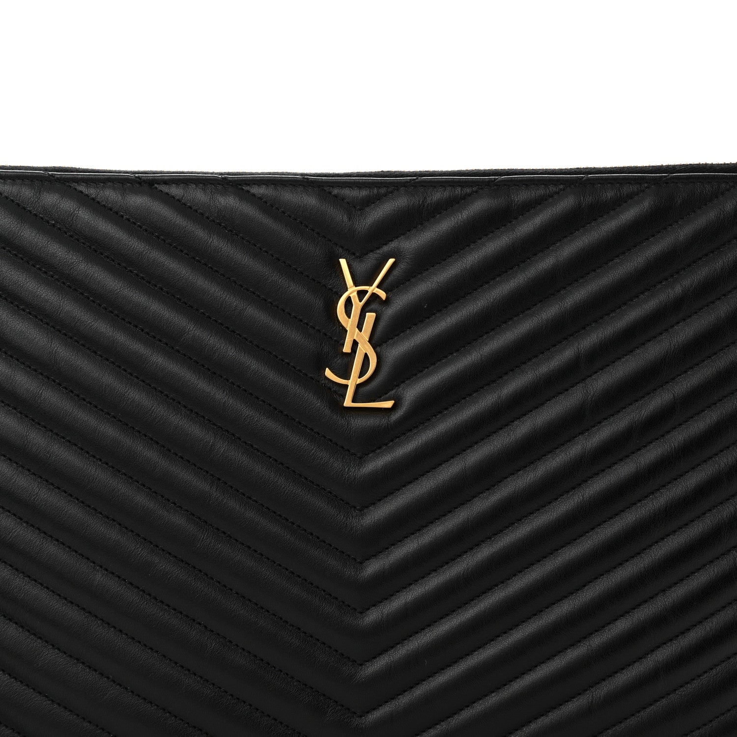 Saint Laurent Calfskin Matelasse Chevron Monogram Document Holder Black 8 of 15