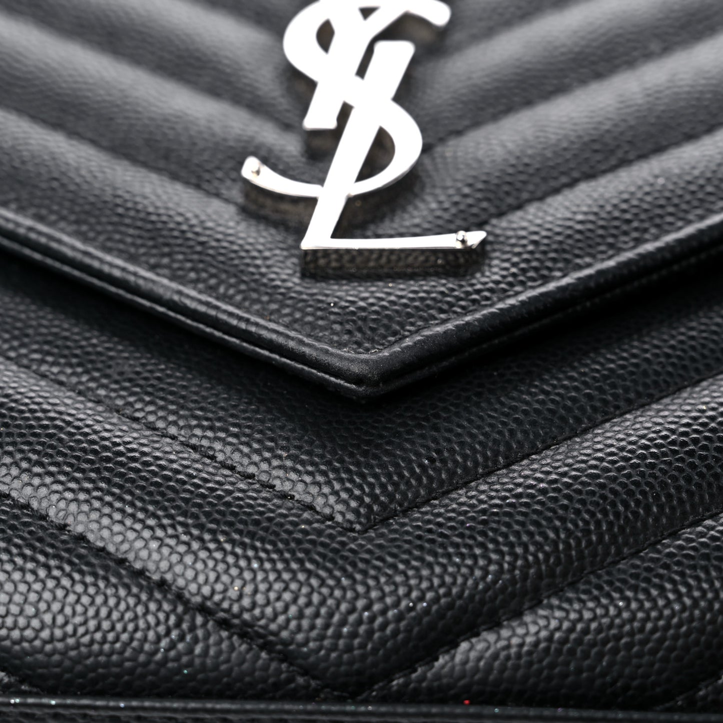 Grain De Poudre Matelasse Chevron Monogram Chain Wallet Black