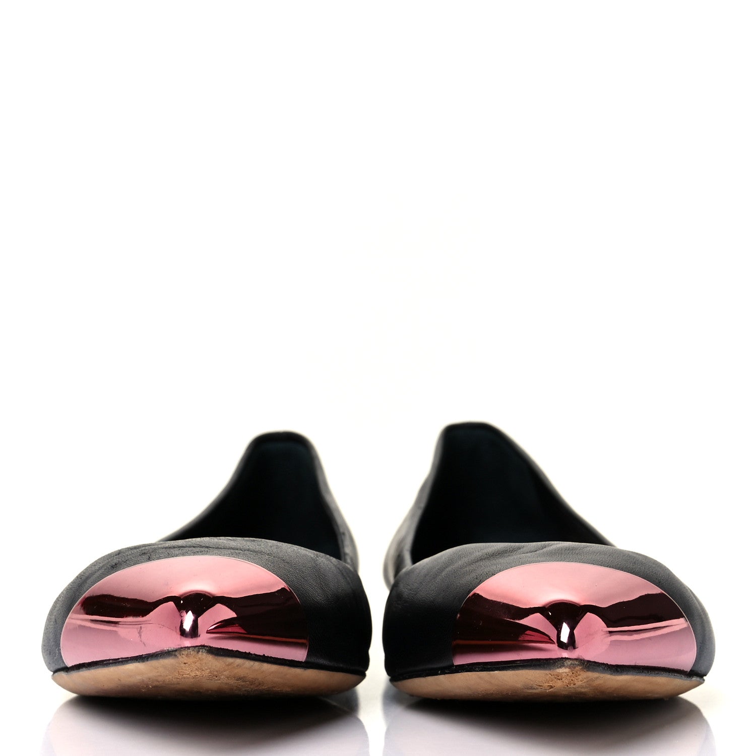 Christian Dior Calfskin Pointed Toe Flats 38.5 Black Pink 2 of 9
