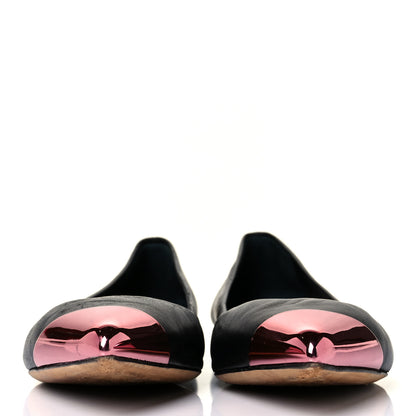 Christian Dior Calfskin Pointed Toe Flats 38.5 Black Pink 2 of 9
