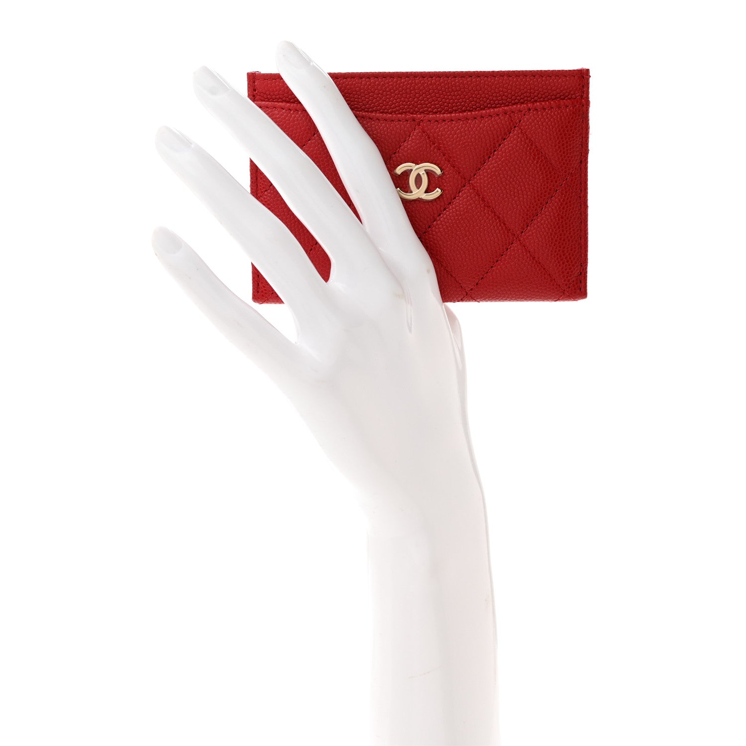 Chanel Caviar Quilted Card Holder Red 2 of 10