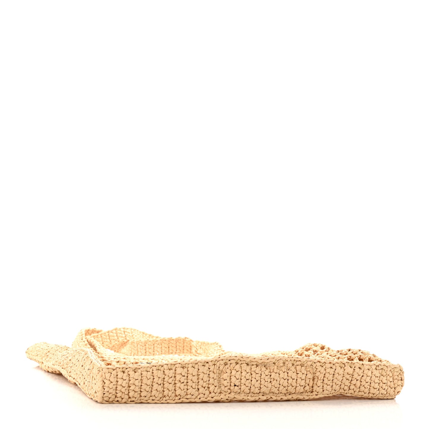 Yarn Raffia Effect Crochet Logo Embroidered Tote Bag Naturale