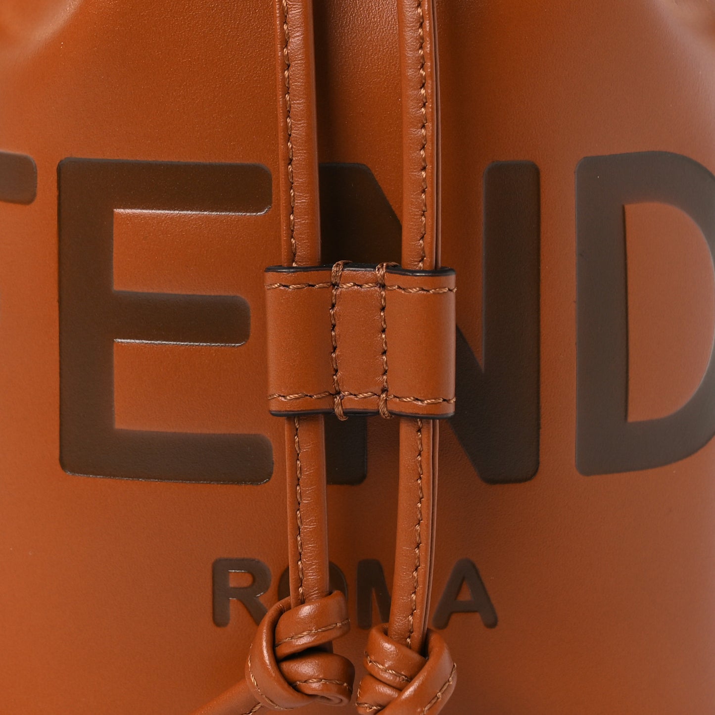 Vitello King F is Fendi Logo Embossed Mini Mon Tresor Bucket Bag Cuoio