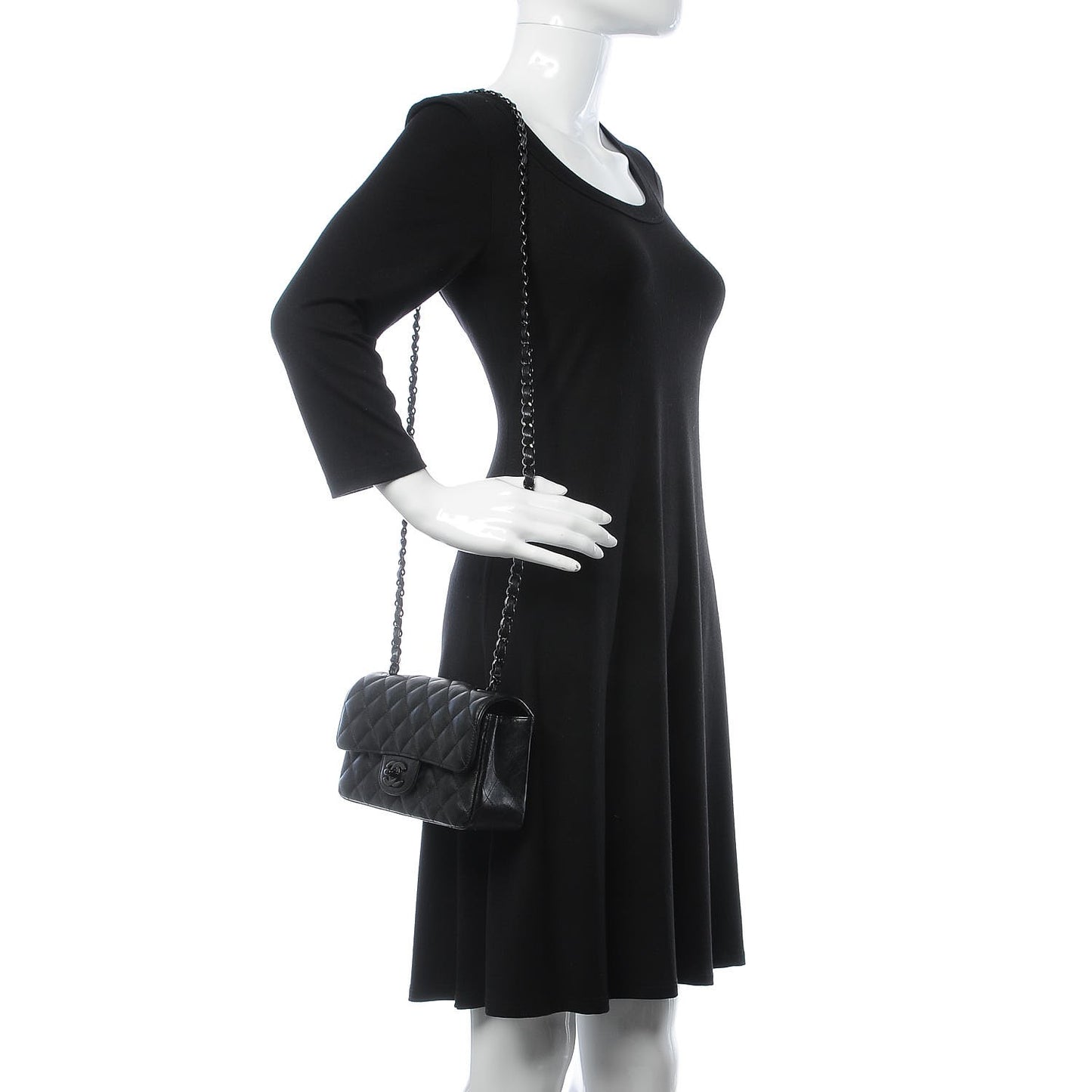 Crumpled Calfskin Quilted Mini Rectangular Flap So Black