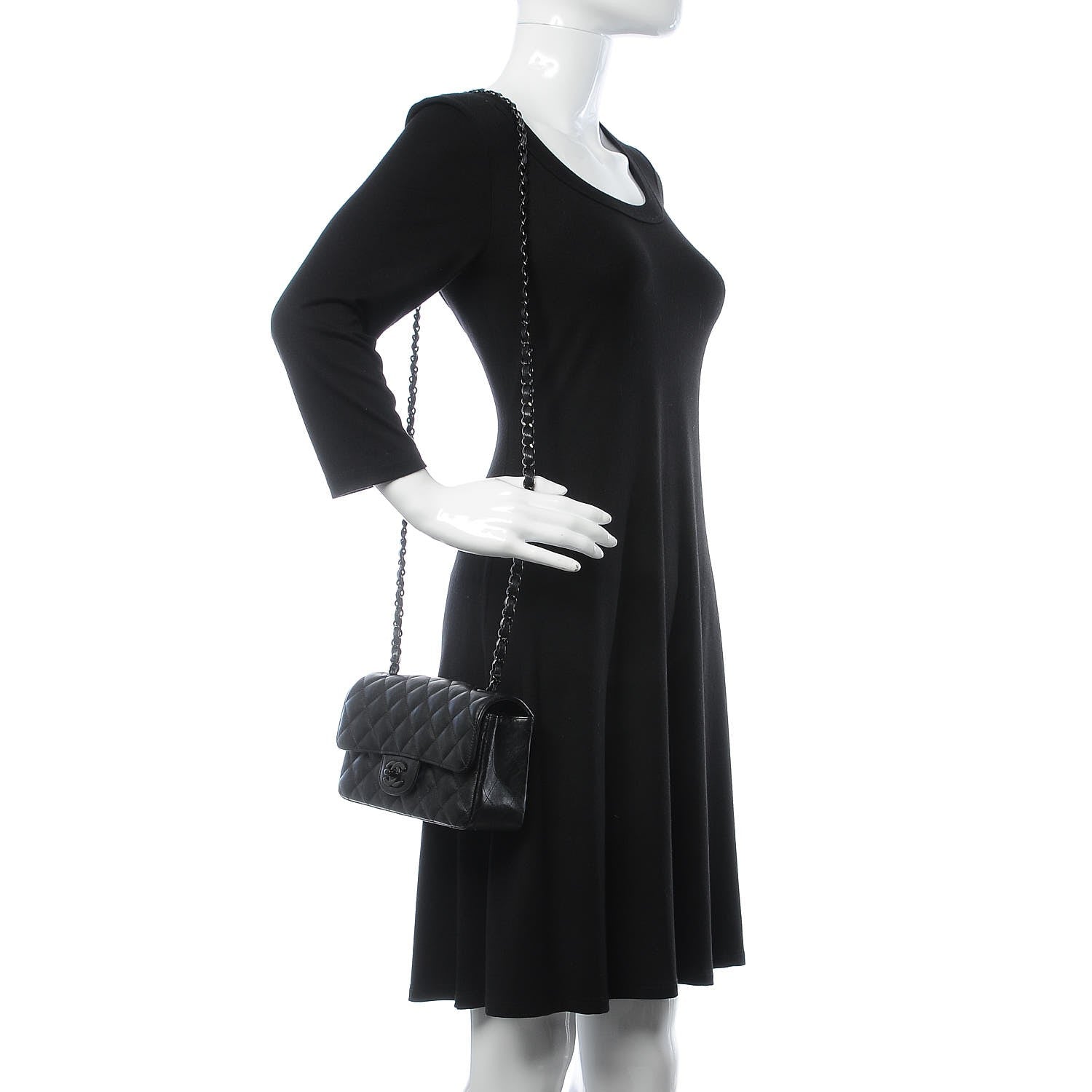 Chanel Crumpled Calfskin Quilted Mini Rectangular Flap So Black 2 of 7