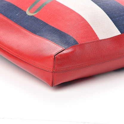 Gucci Canvas Calfskin Sylvie Stripe Logo Mens Tote Red White Blue 7 of 8
