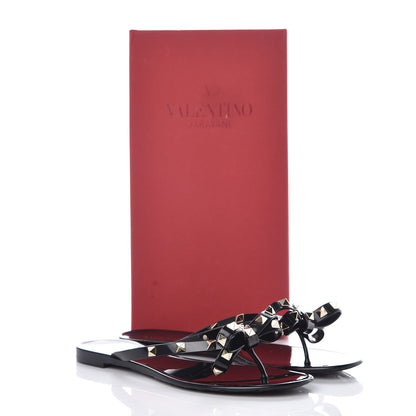 Valentino Garavani PVC Jelly Rockstud Bow Thong Sandals 39 Black 8 of 8