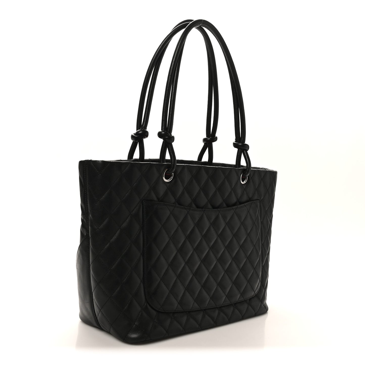 Calfskin Quilted Large Cambon Tote Black