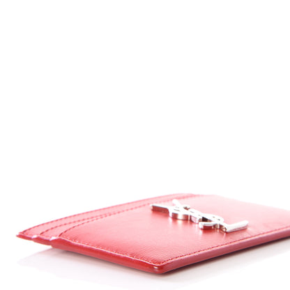 Saint Laurent Calfskin Monogram Credit Card Case Red 6 of 9