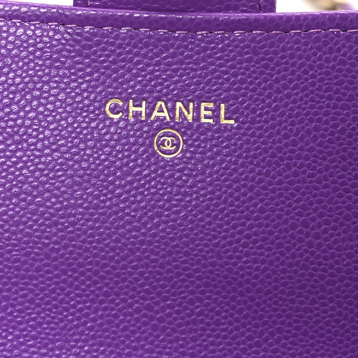 Caviar Quilted Flap Phone Holder with Chain Purple