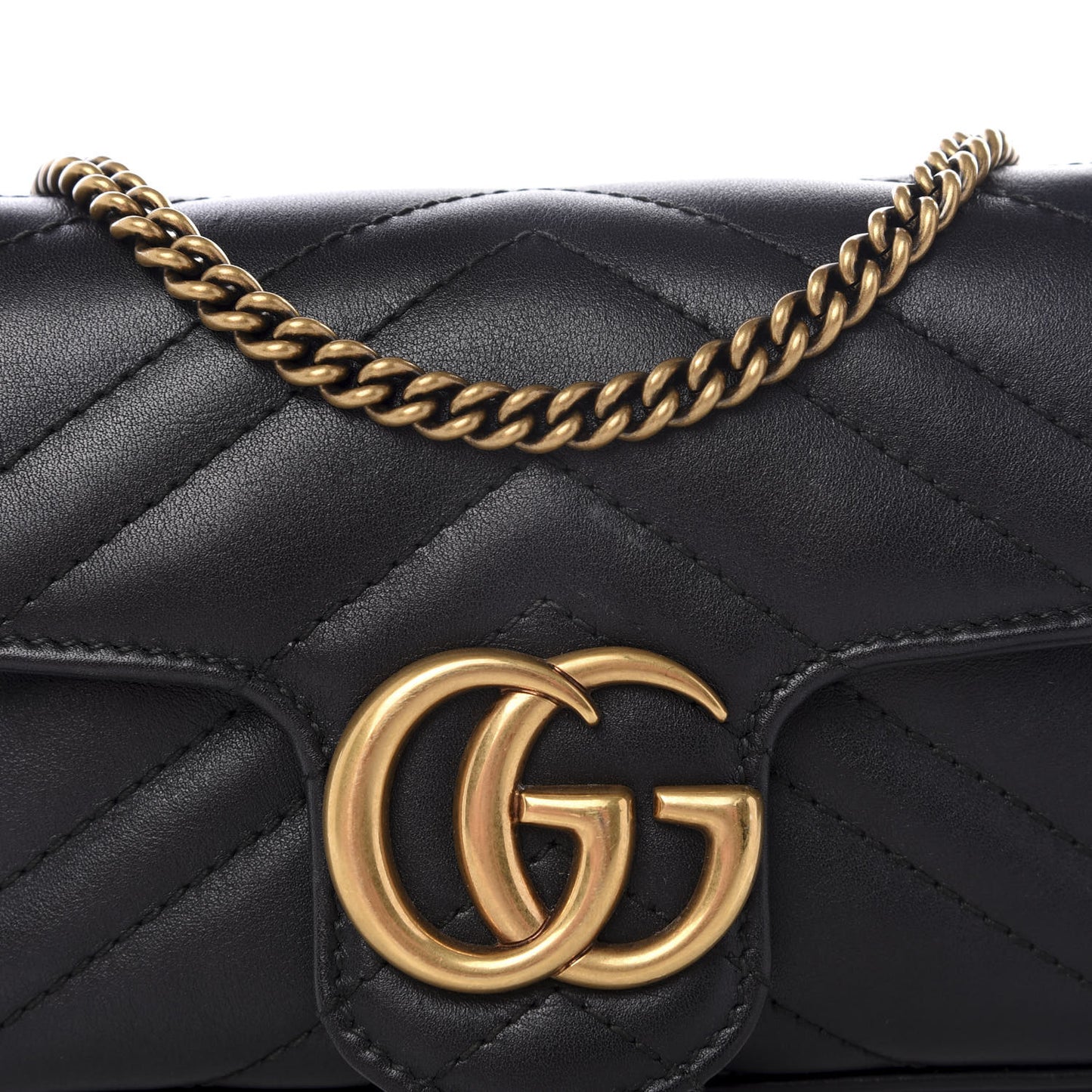 Calfskin Matelasse Super Mini GG Marmont Shoulder Bag Black
