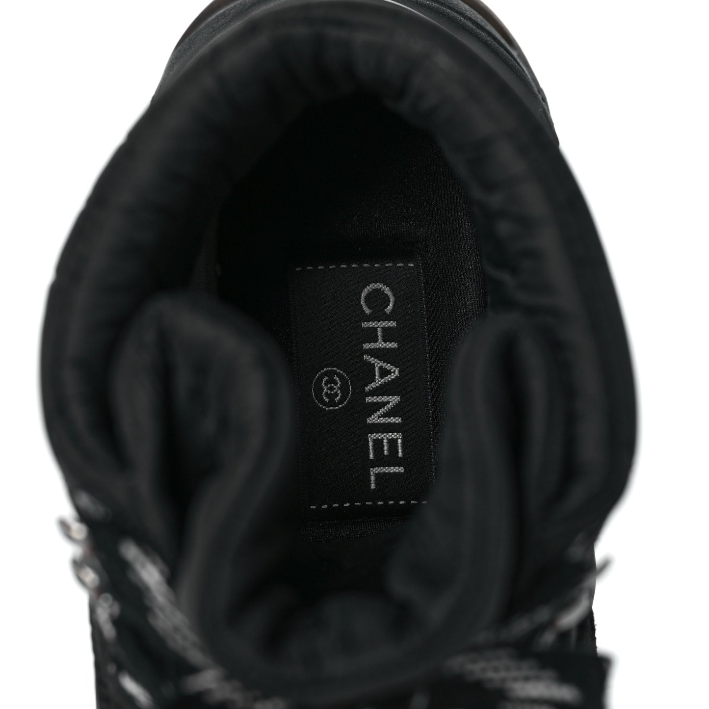 Fabric Calfskin Suede Womens CC Sneakers 38 Black