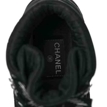 Chanel Fabric Calfskin Suede Womens CC Sneakers 38 Black 8 of 9