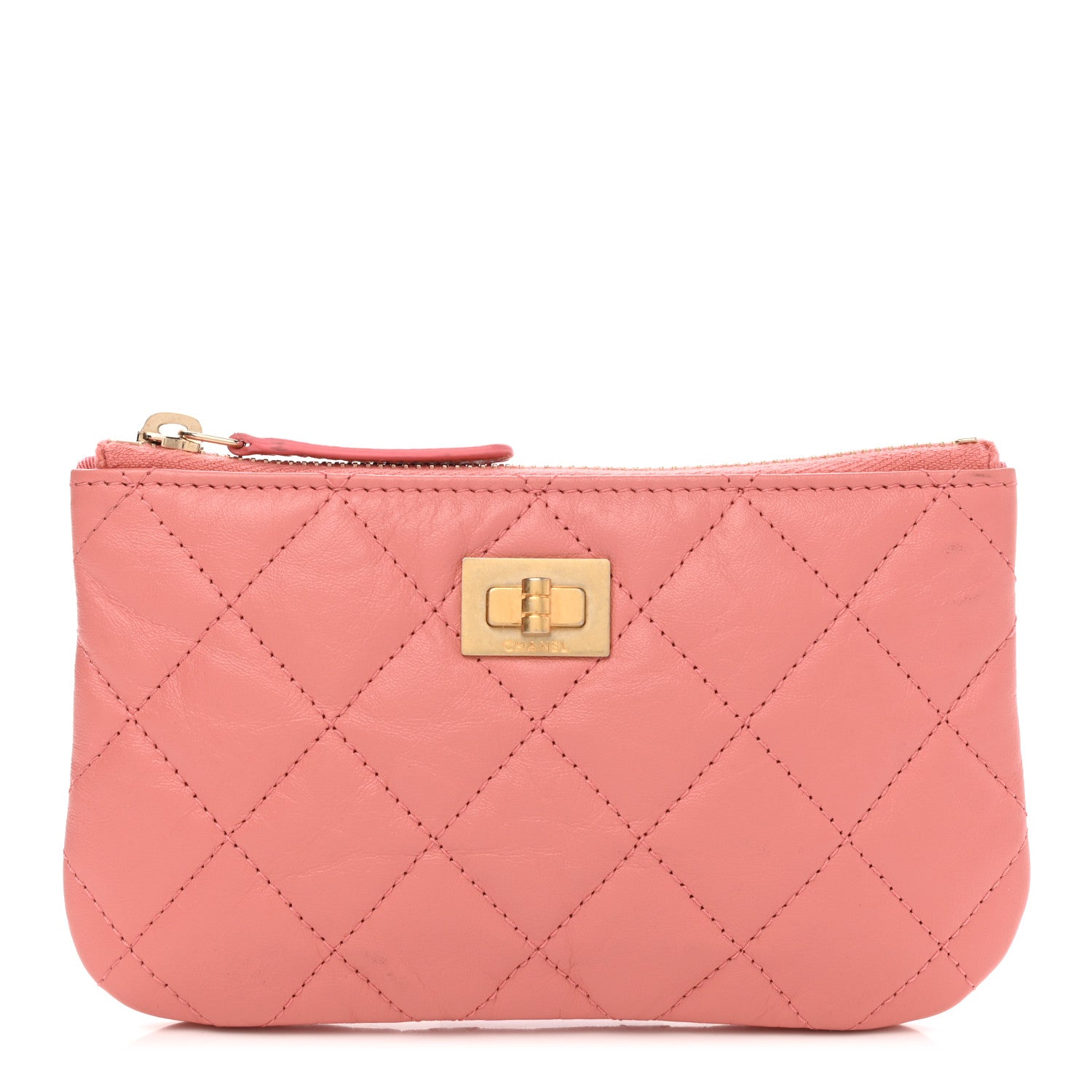Chanel Aged Calfskin Quilted Small Reissue Cosmetic Case Pink 1 of 7