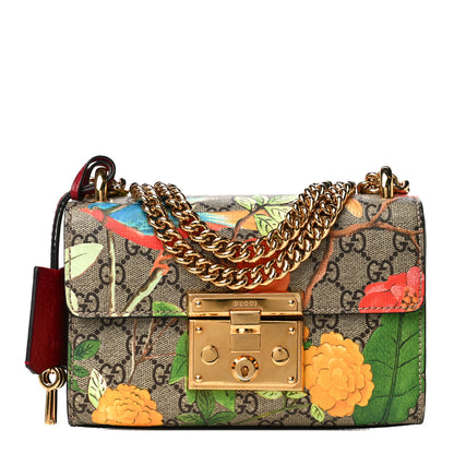 Gucci GG Supreme Monogram Tian Small Padlock Shoulder Bag Beige Multicolor New Acero 1 of 8