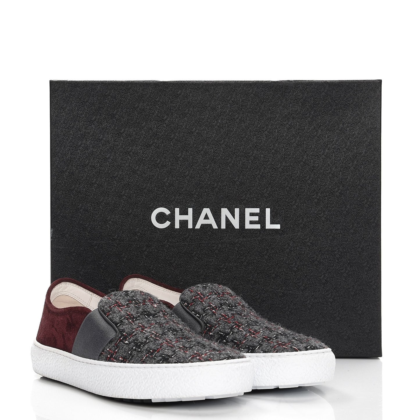 Suede Tweed Sneakers 37.5 Burgundy