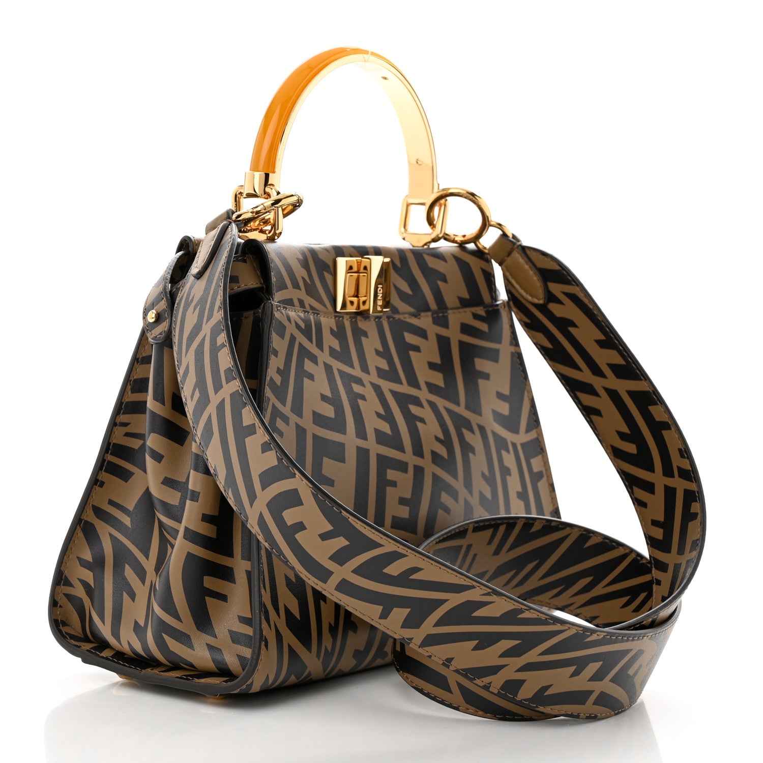 Fendi X SARAH COLEMAN Vitello Liberty Shiny Nappa Plexiglass FF Vertigo Mini Peekaboo Iconic Satchel 3 of 11