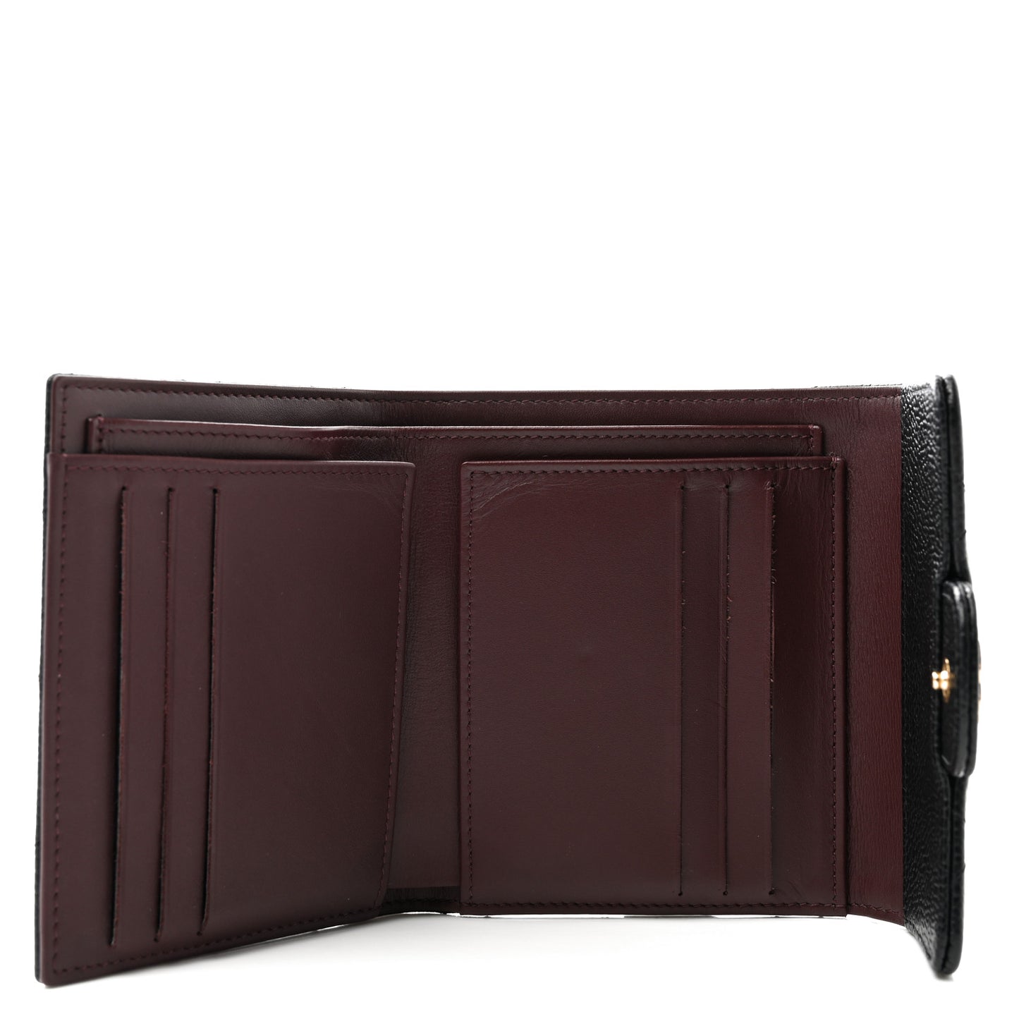 Caviar Quilted Compact Flap Wallet Black