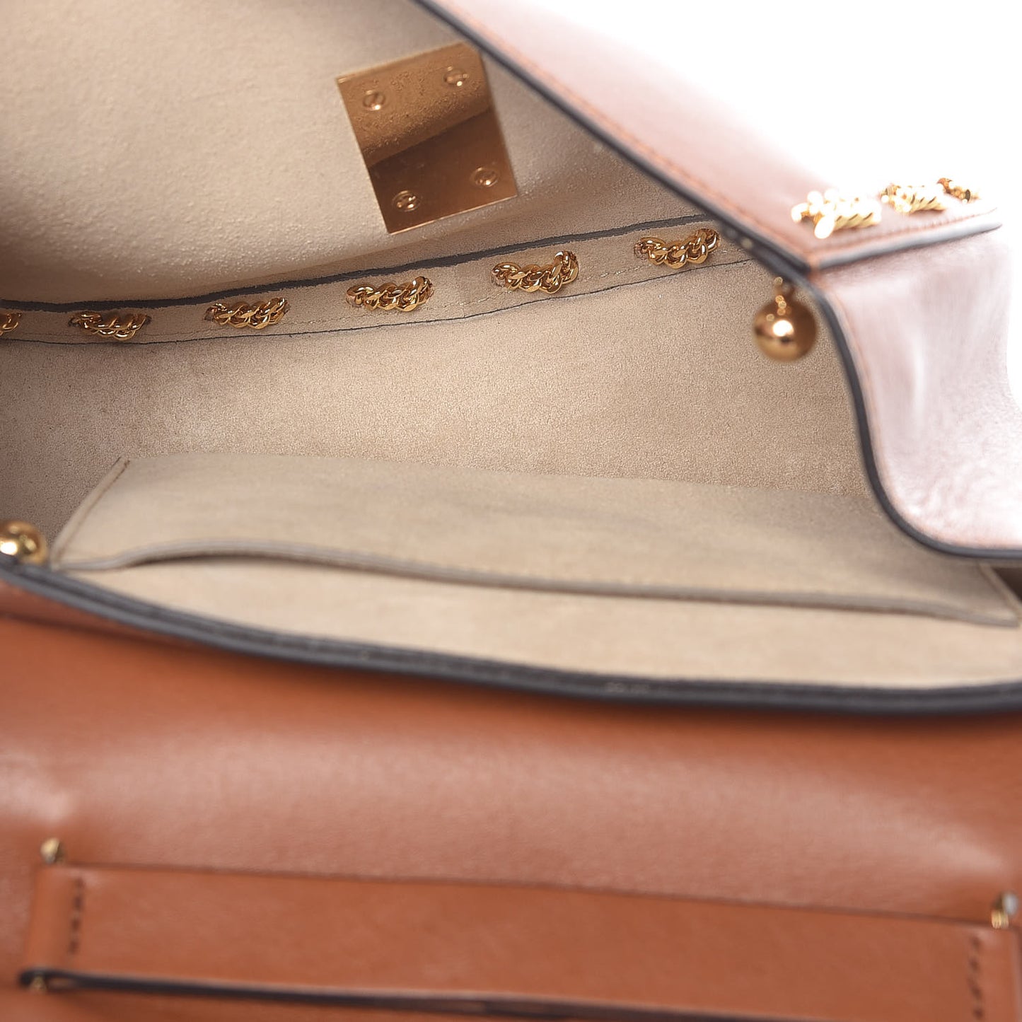 Calfskin Drew Chain Shoulder Bag Tobacco