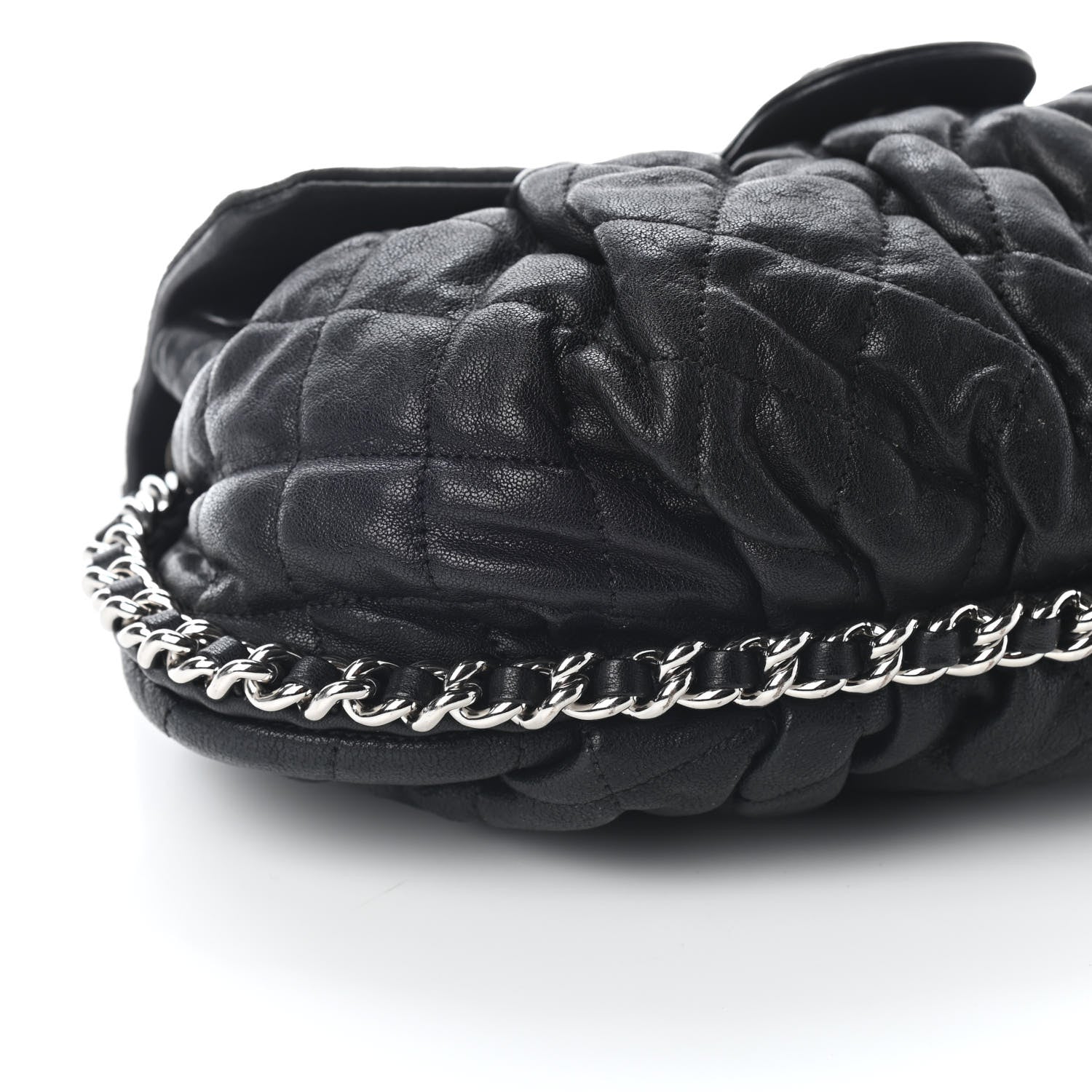Chanel Washed Lambskin Quilted Medium Chain Around Messenger Black 9 of 10