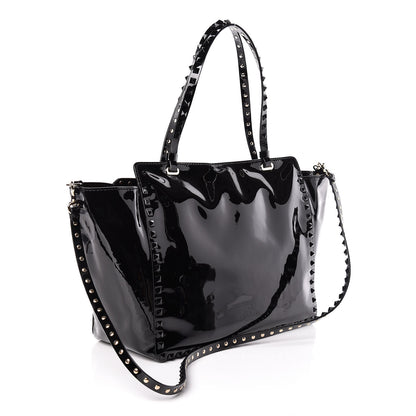 Valentino Garavani Patent Punkouture Medium Rockstud All Over Tote Black 3 of 9