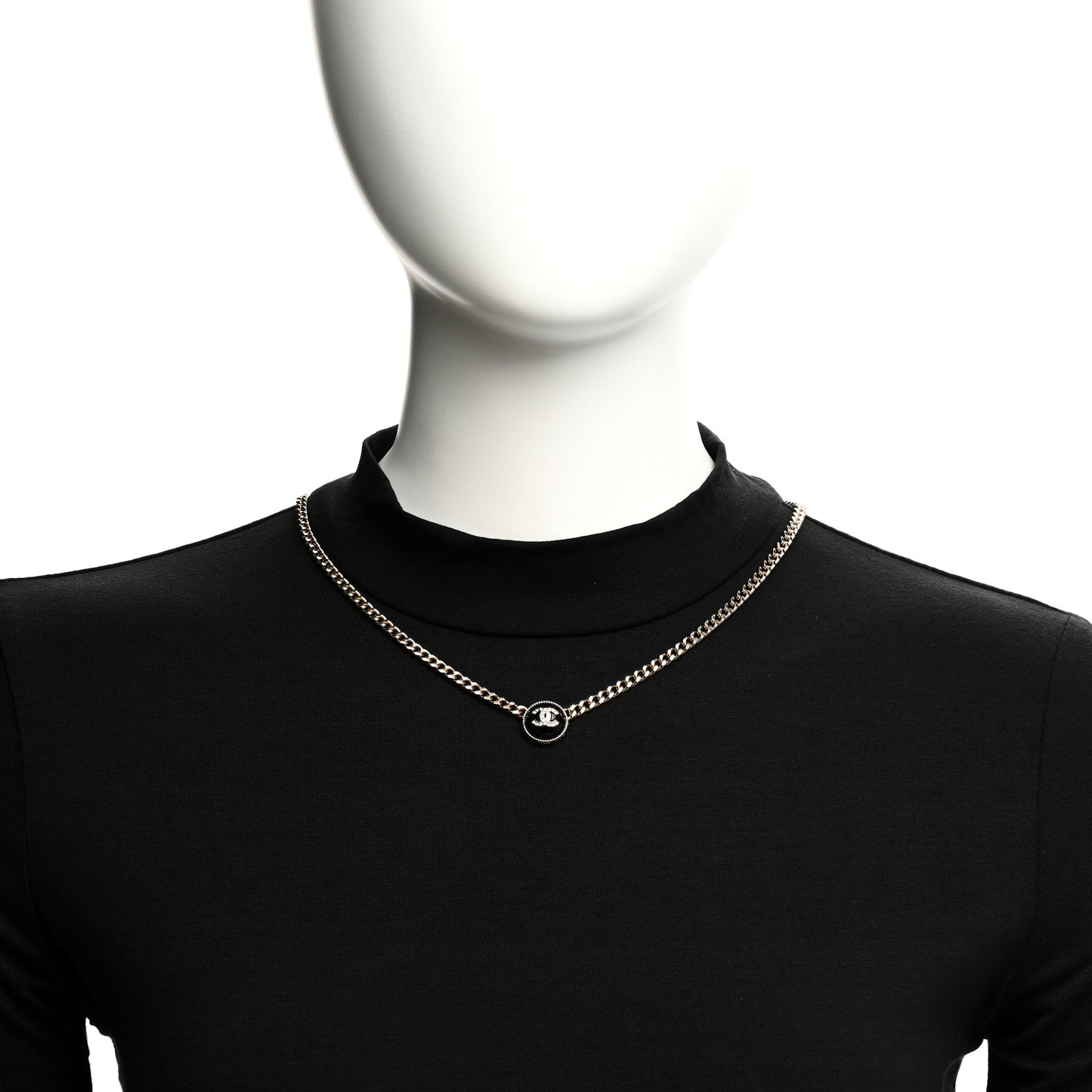 Crystal Resin CC Chain Link Short Necklace Black Gold