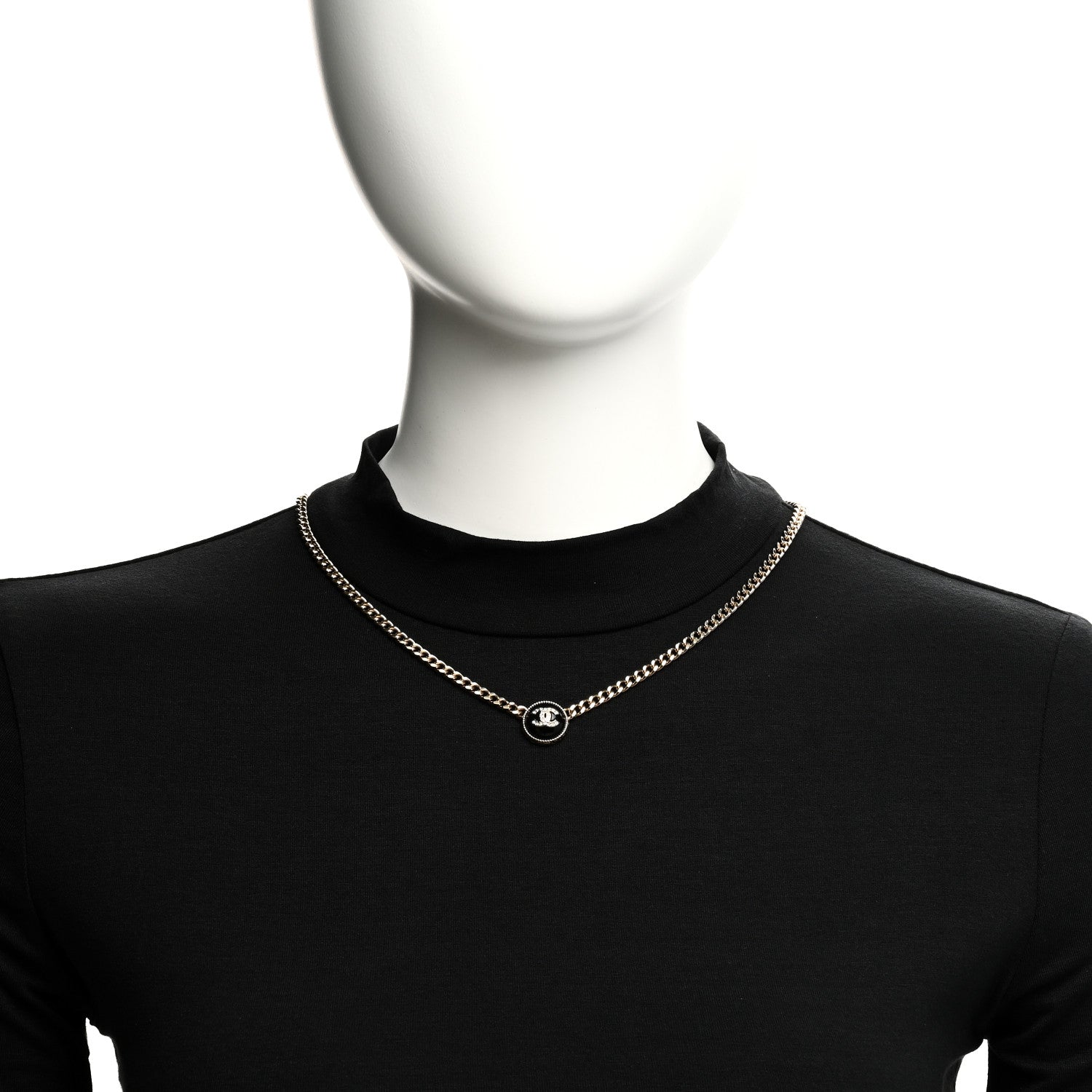 Chanel Crystal Resin CC Chain Link Short Necklace Black Gold 2 of 4