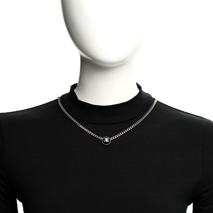 Chanel Crystal Resin CC Chain Link Short Necklace Black Gold 2 of 4