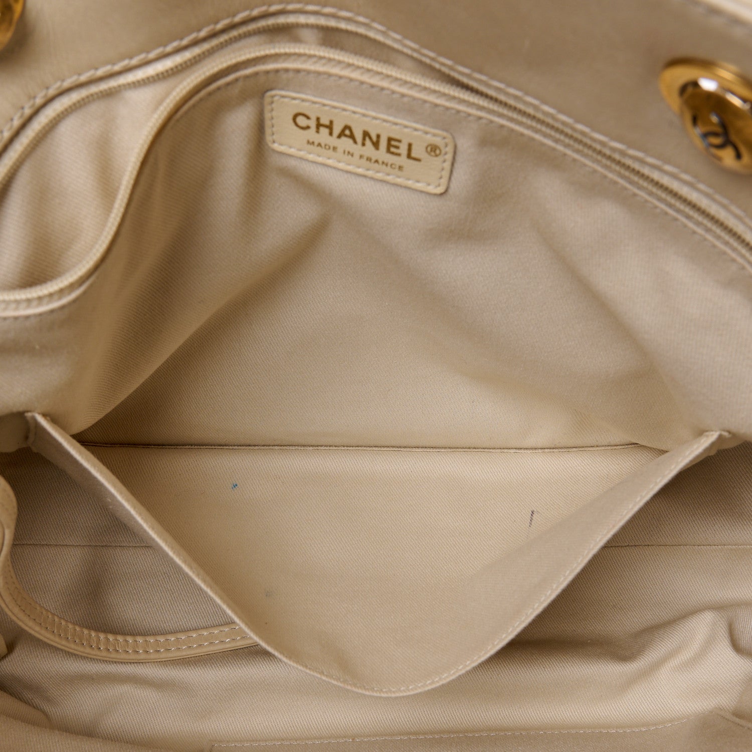 Chanel Glazed Calfskin Quilted Large Front Pocket Tote Beige 6 of 14