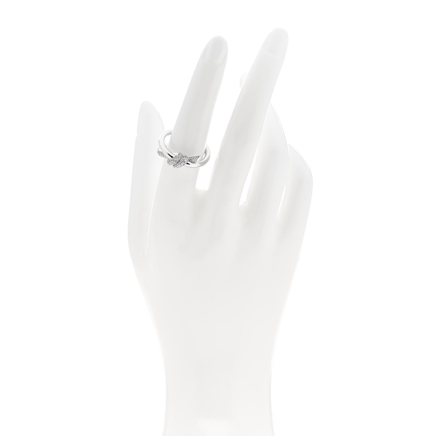 Tiffany 18K White Gold Diamond Double Row Knot Ring 54 7 2 of 5