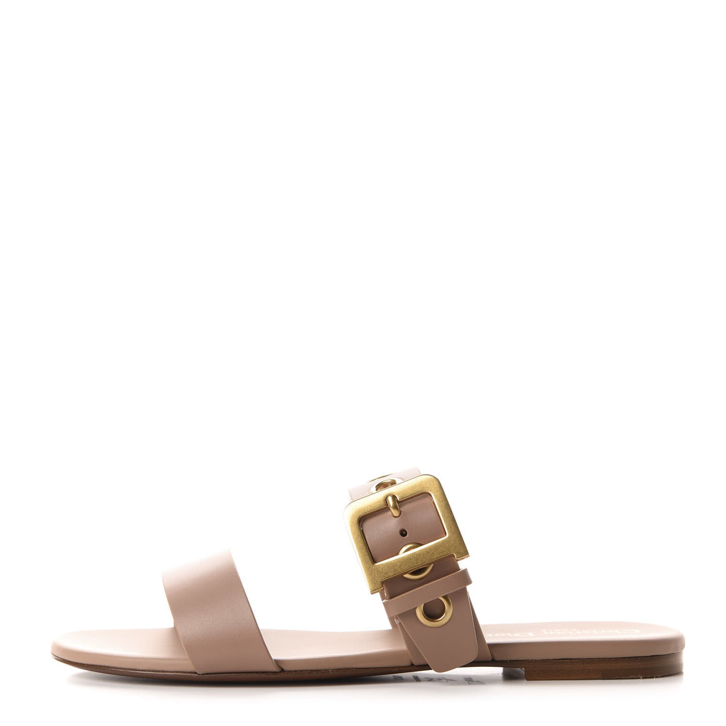 Calfskin D-Dior Slide Sandals 39.5 Rose De Vents