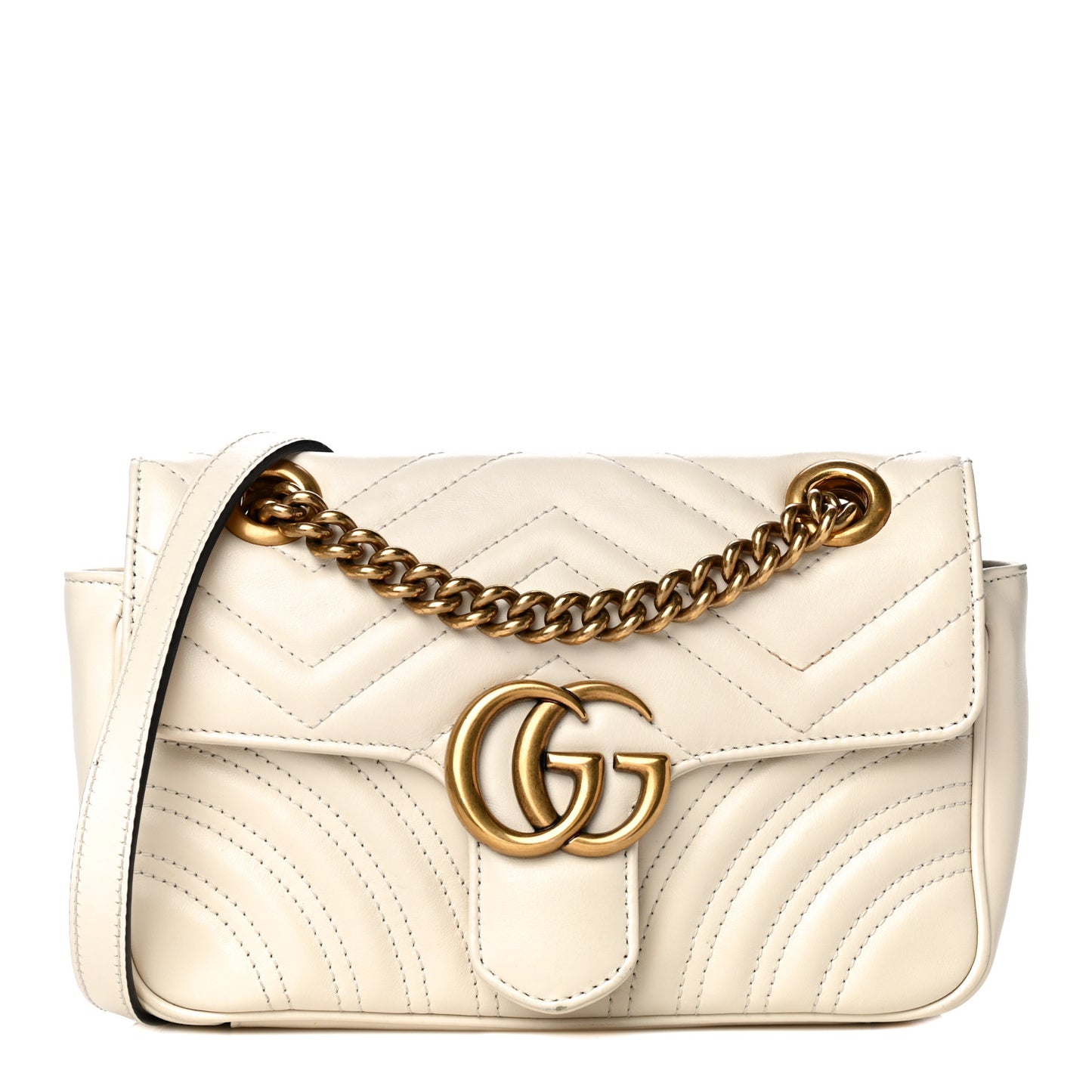 Calfskin Matelasse Mini GG Marmont Shoulder Bag White