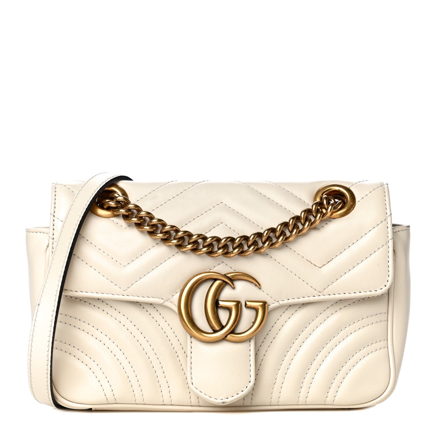 Gucci Calfskin Matelasse Mini GG Marmont Shoulder Bag White 1 of 19