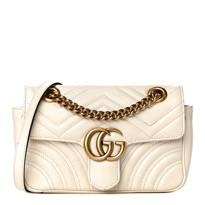 Gucci Calfskin Matelasse Mini GG Marmont Shoulder Bag White 1 of 19