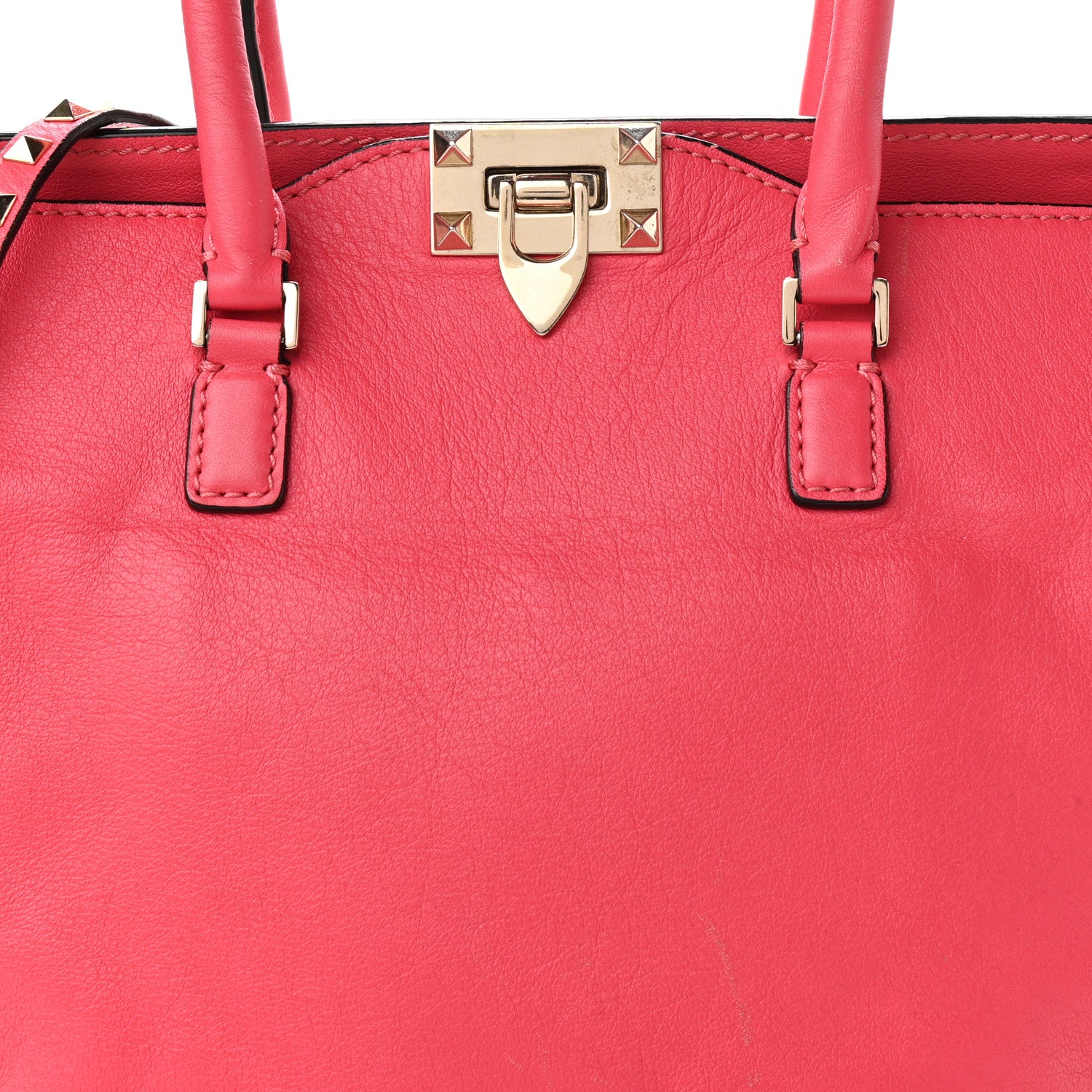 Valentino Garavani Vitello Rockstud Double Handle Tote Deep Rose 9 of 17