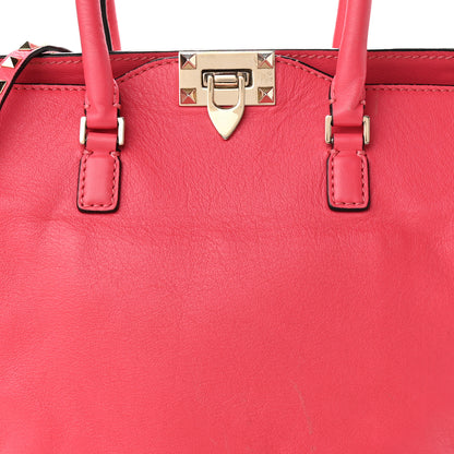 Valentino Garavani Vitello Rockstud Double Handle Tote Deep Rose 9 of 17