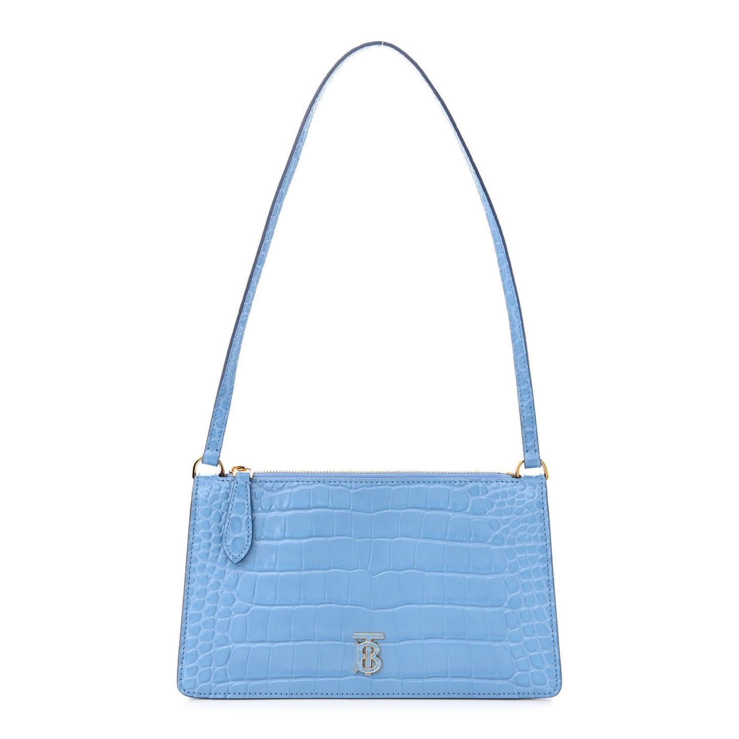 Crocodile Embossed Mini TB Shoulder Bag Blue