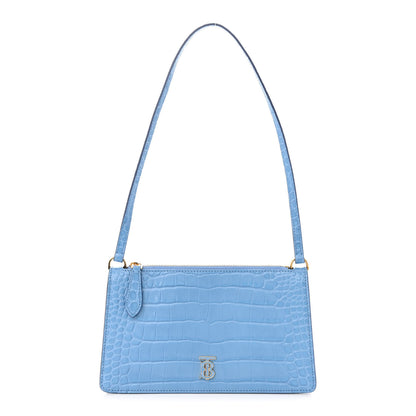 Burberry Crocodile Embossed Mini TB Shoulder Bag Blue 1 of 9