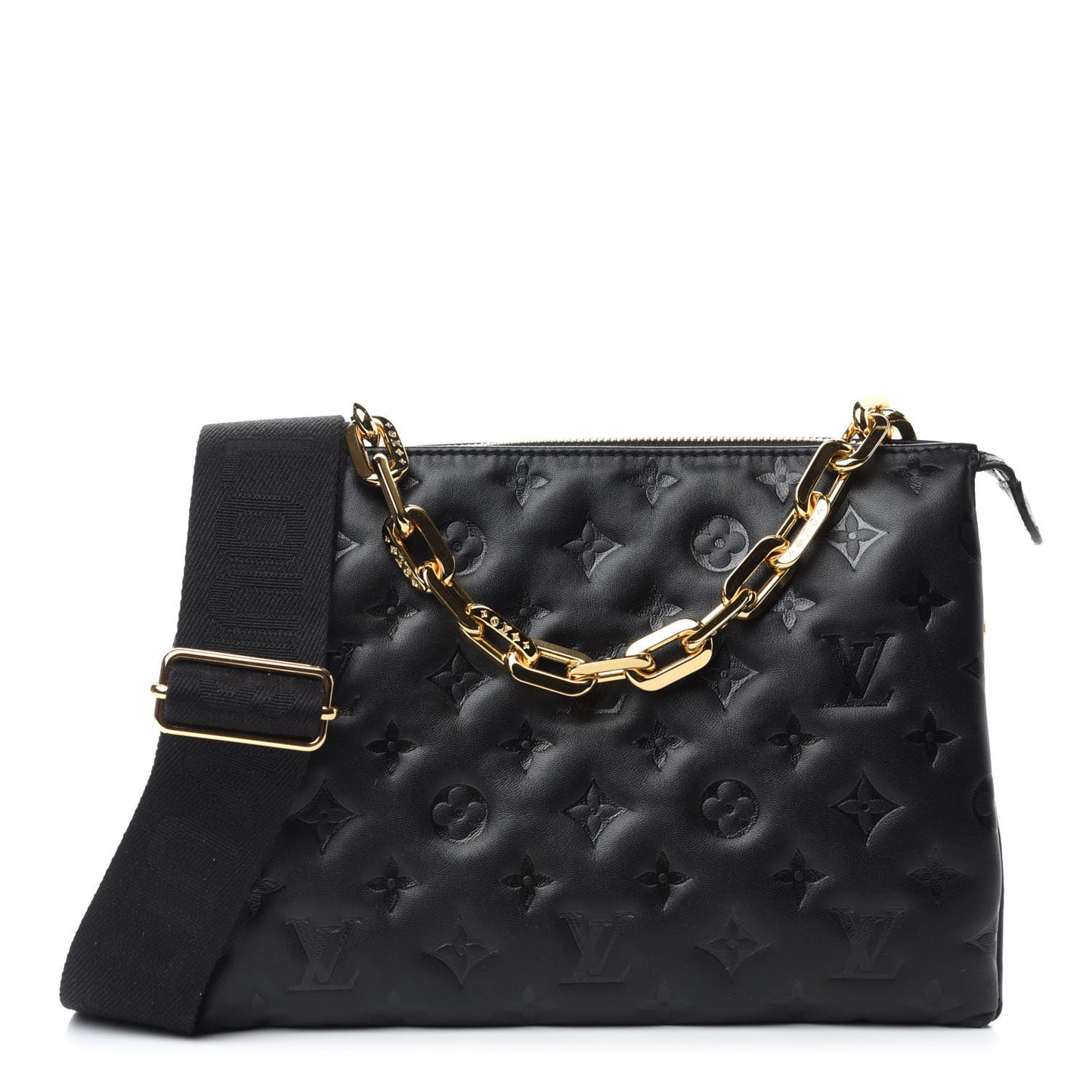 Lambskin Embossed Monogram Coussin PM Black