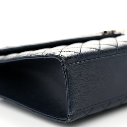 Saint Laurent Grain De Poudre Textured Mixed Matelasse Large Triquilt Monogram Satchel Deep Marine 9 of 10