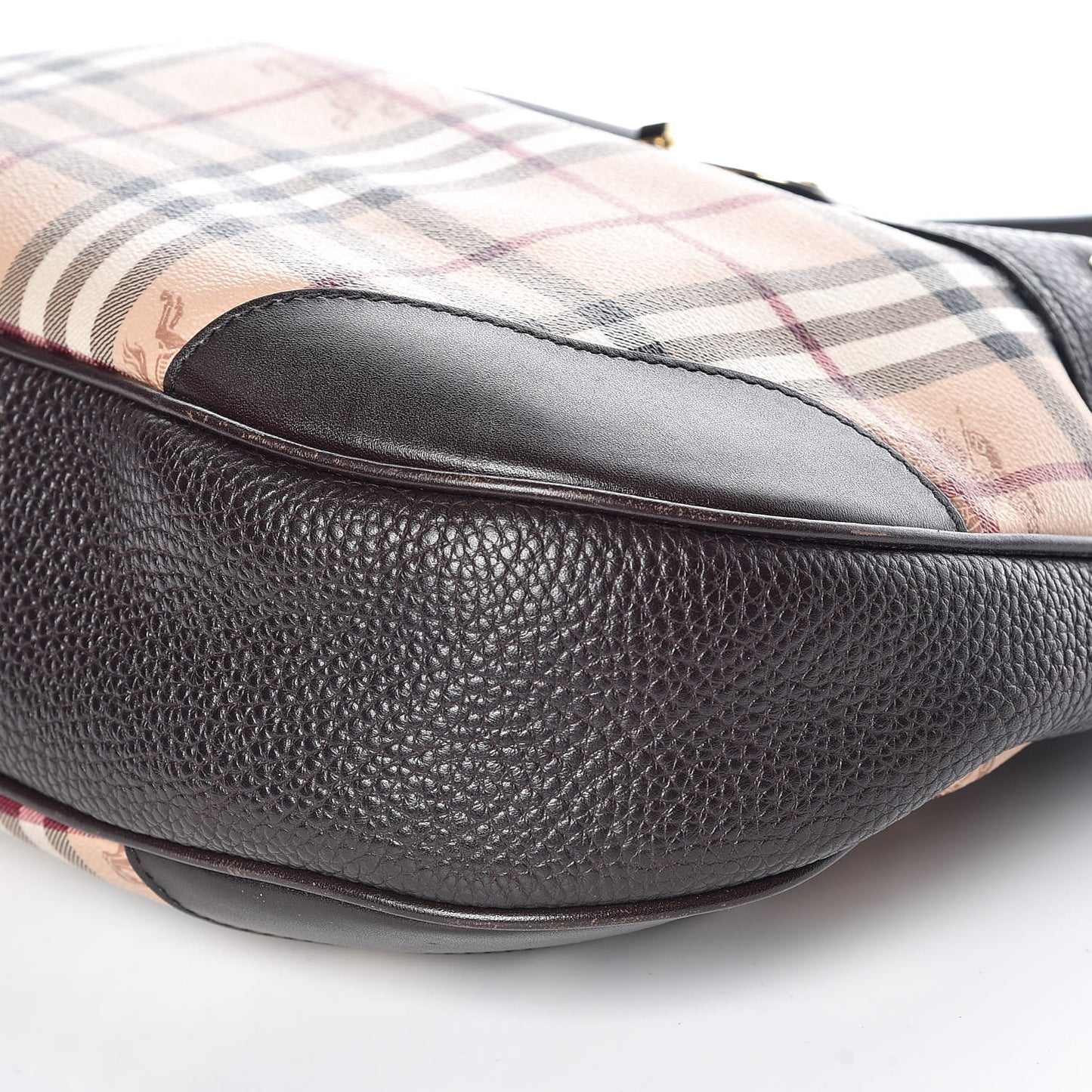 Grained Calfskin Haymarket Check Hobo Dark Brown