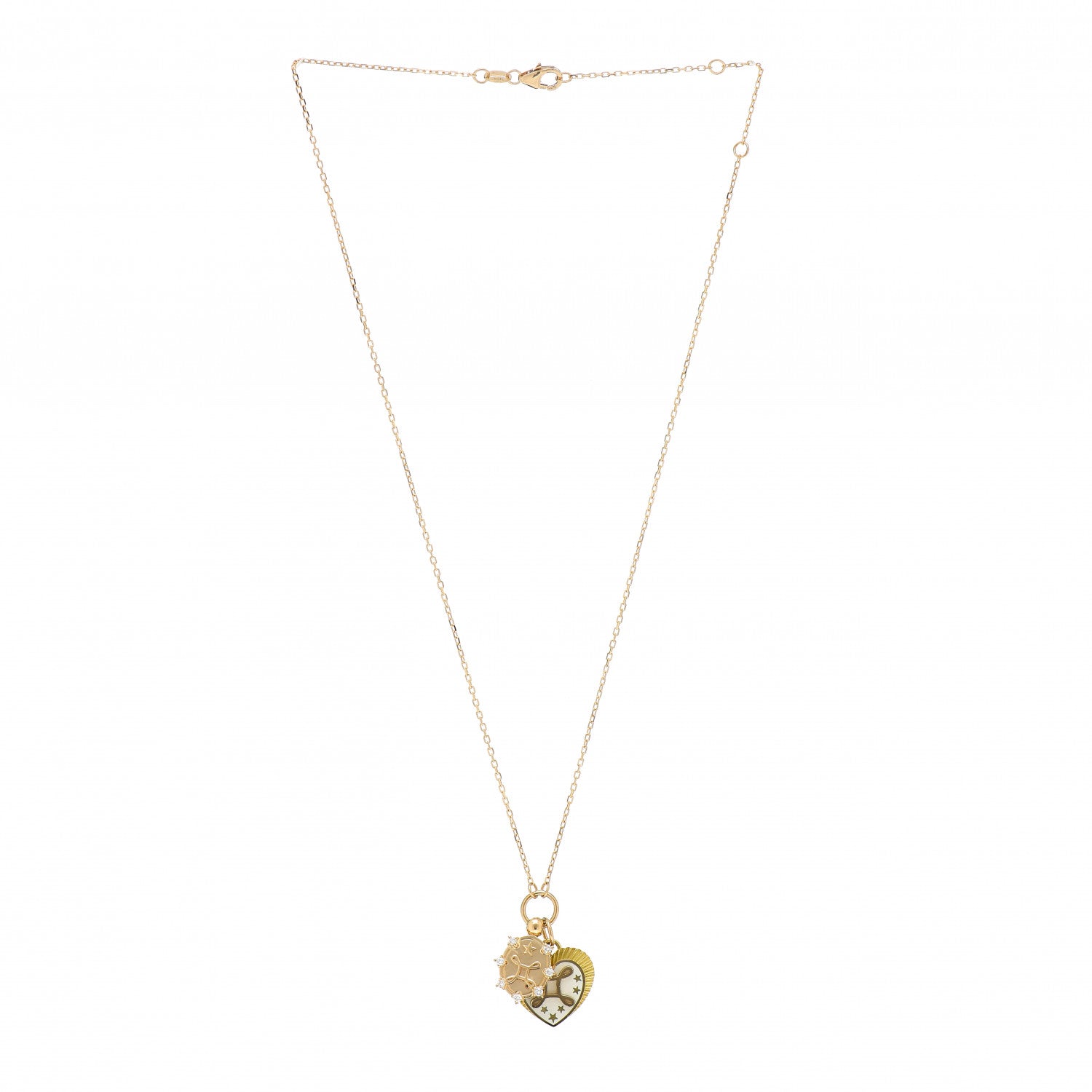 Foundrae 18K Yellow Gold Diamond Mini True Love Small Mixed Charm Belcher Chain Necklace 3 of 5