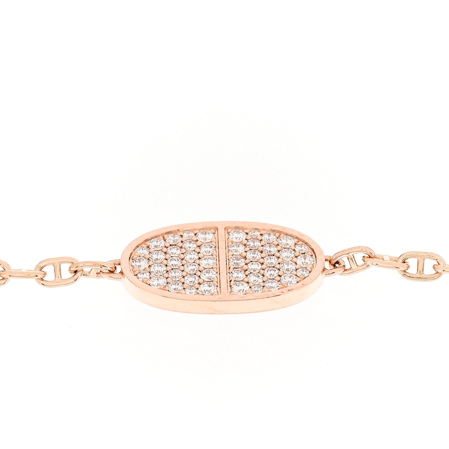 Hermes 18K Rose Gold Diamond Chaine d'Ancre Verso Bracelet ST 3 of 7