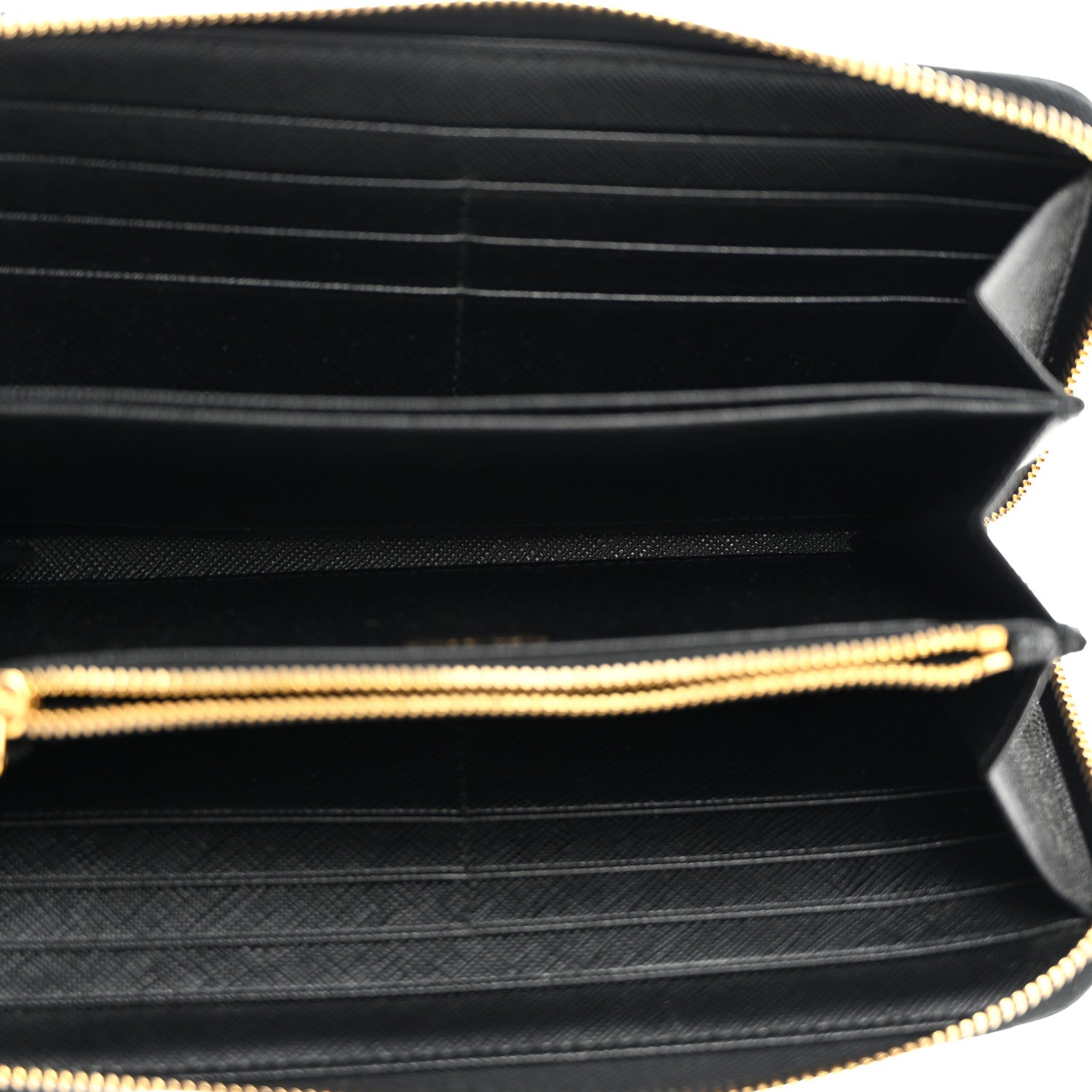 Prada Saffiano Metal Zip Around Wallet Black 5 of 7