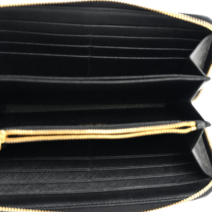 Prada Saffiano Metal Zip Around Wallet Black 5 of 7