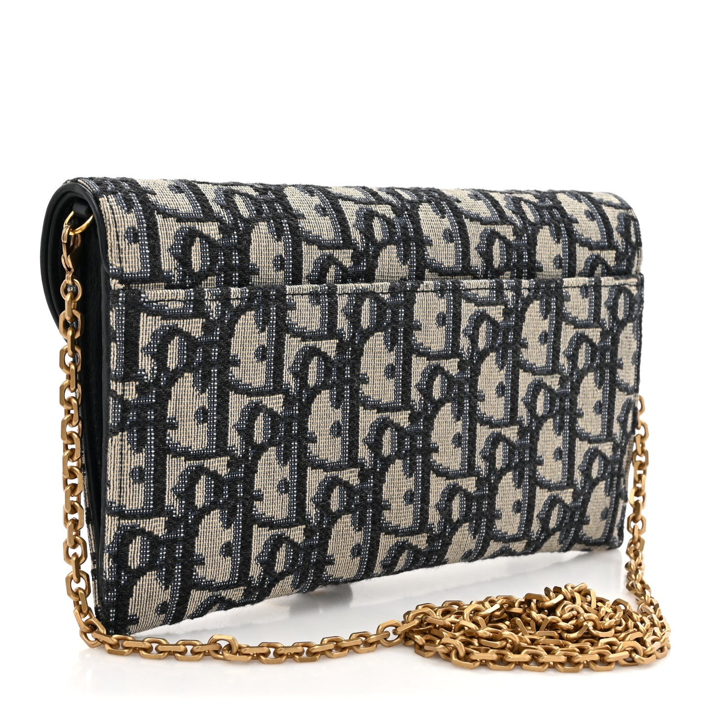 Oblique Saddle Chain Long Wallet Blue