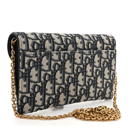 Christian Dior Oblique Saddle Chain Long Wallet Blue 4 of 13