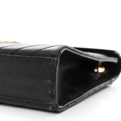 Saint Laurent Grain De Poudre Matelasse Chevron Large Monogram Satchel Black 10 of 13