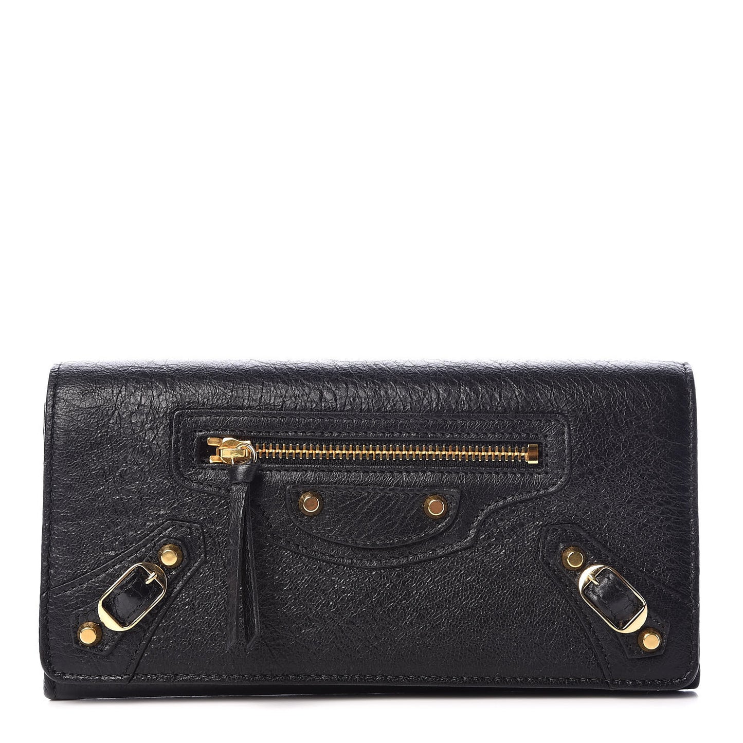 Agneau Classic Gold Hardware Money Wallet Black